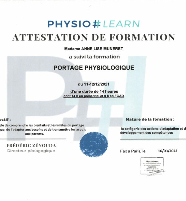 Portage Physiologique Anne LISE MUNERET